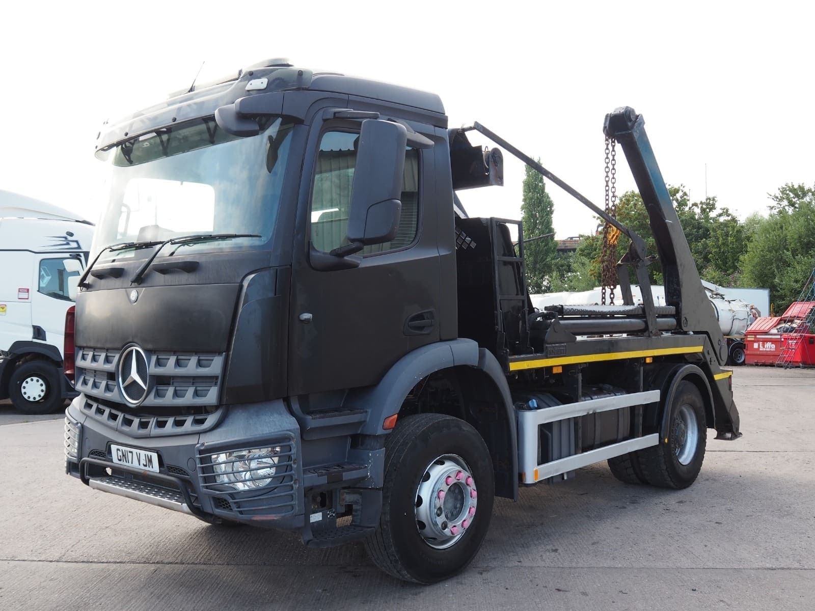 An All Day Skip Hire skip lorry at the yard