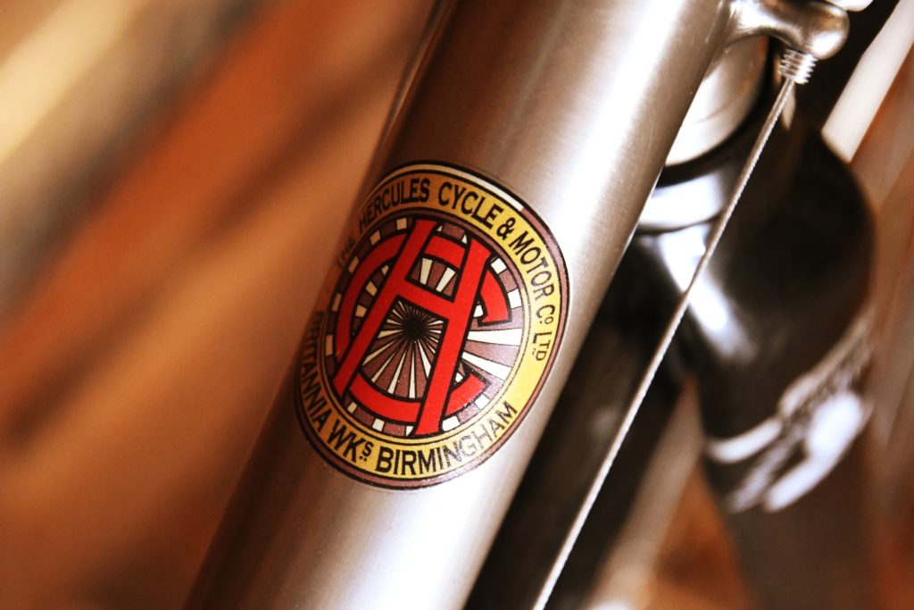 Hercules badge on George's bike